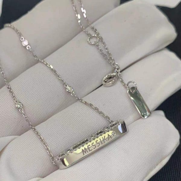 Vòng cổ Messika Baby Move Diamond Pavé vàng trắng 18K
