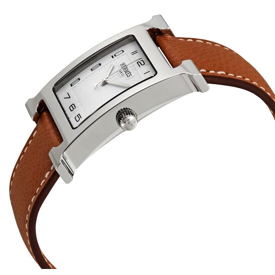 ĐỒNG HỒ HERMES H Hour White Dial Brown Leather Ladies Watch