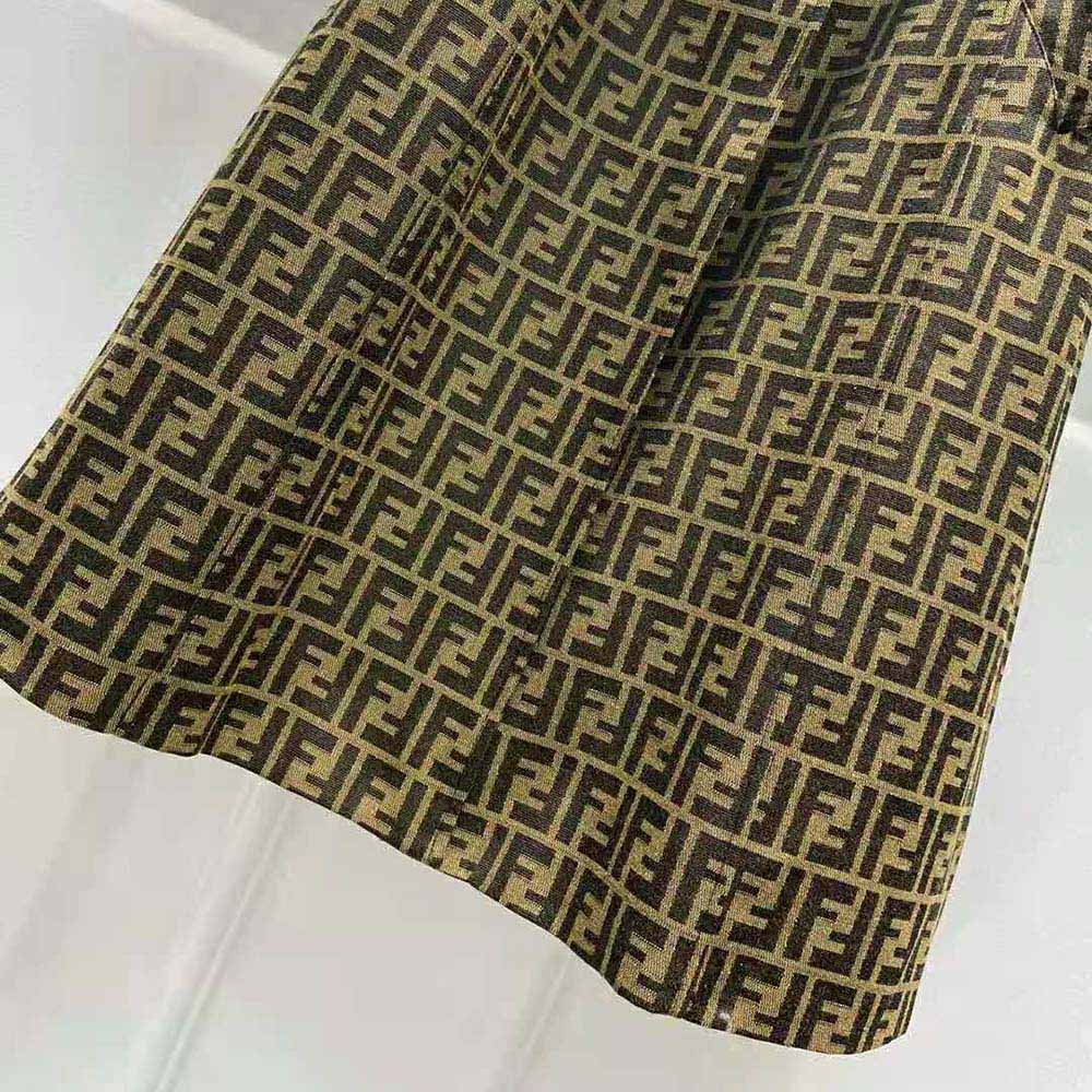 ÁO Fendi Women Overcoat Brown Canvas Trench Coat