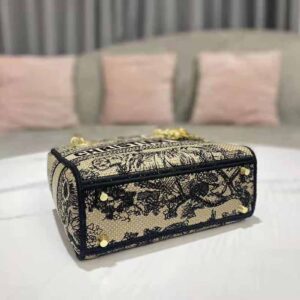 TÚI Dior Women Mini Lady D-lite Bag Brown Toile de Jouy Embroidery