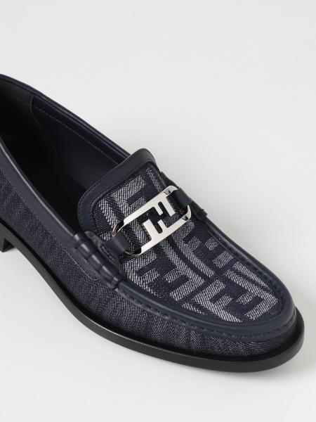 GIÀY FENDI Loafers in denim and leather