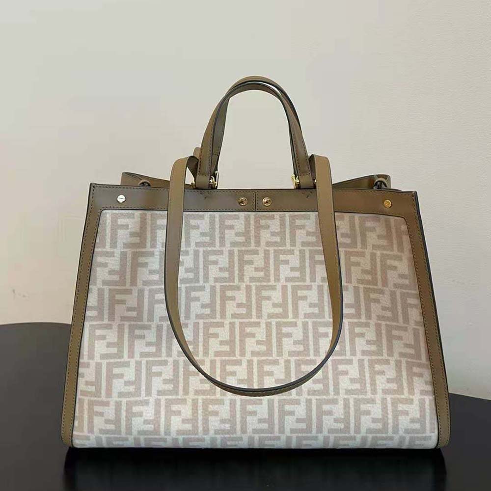 TÚI FENDI Medium Peekaboo X-Tote Beige FF Wool Bag
