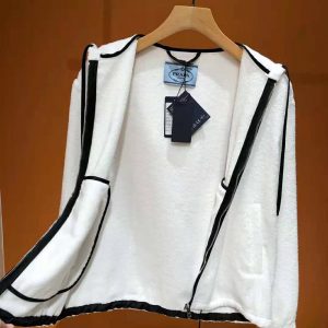 ÁO Prada Women Terry Cloth Hoodie-White