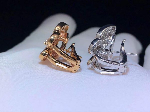 Bông tai Van Cleef & Arpels 2 butterflies kim cương sapphire hồng vàng hồng 18K
