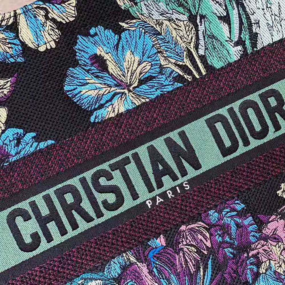 TÚI Dior Women Medium Dior Book Tote Blue Multicolor Toile de Jouy Voyage Embroidery