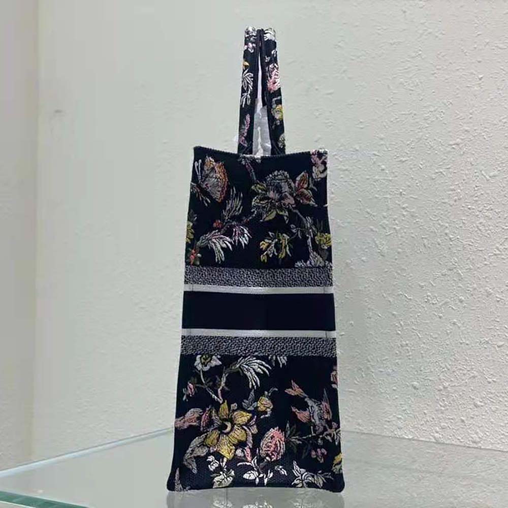 TÚI Christian Dior Book Tote Black Multicolor Dior Jardin Botanique Embroidery