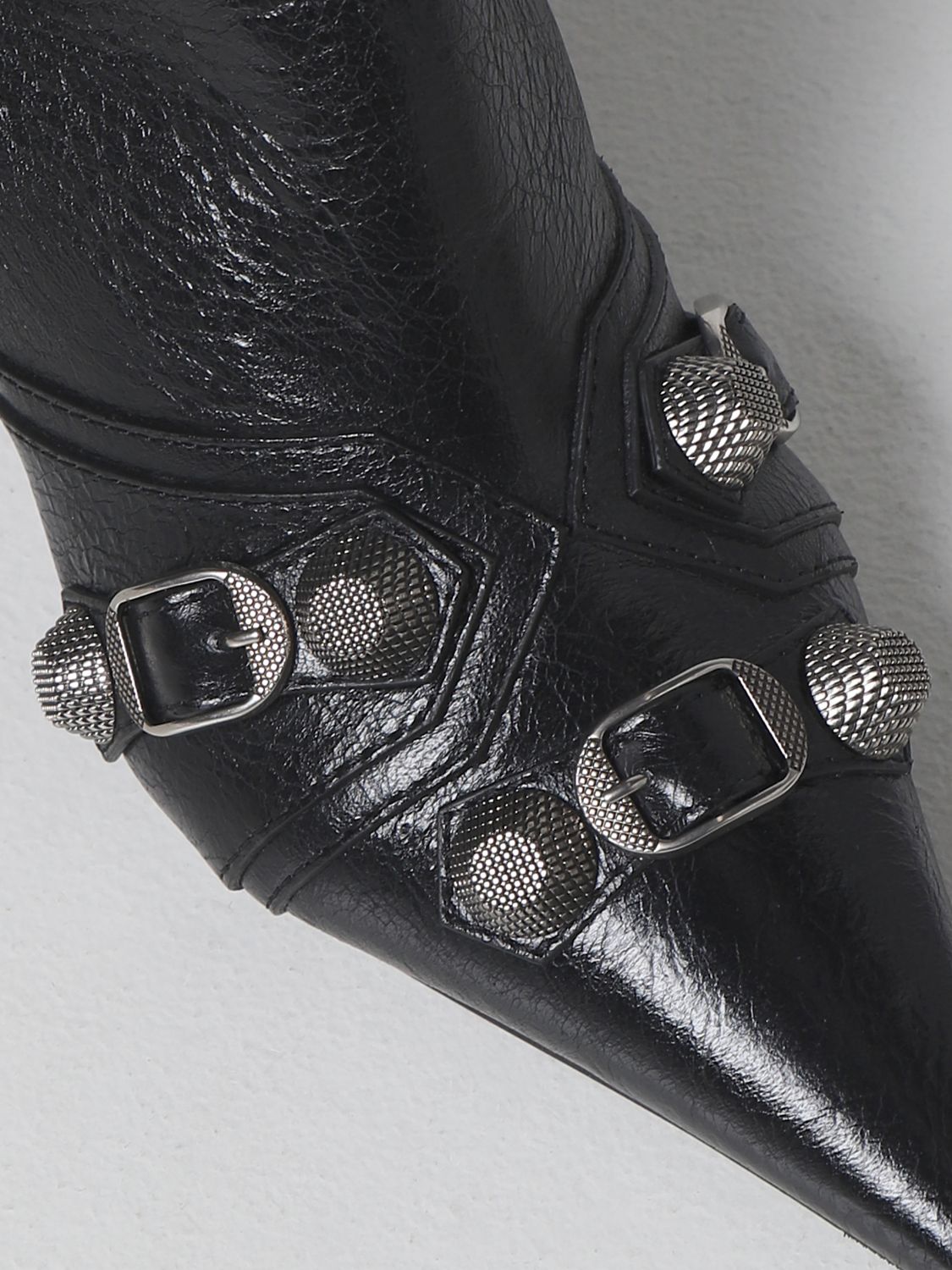 GIÀY BALENCIAGA Cagole Black leather ankle boots