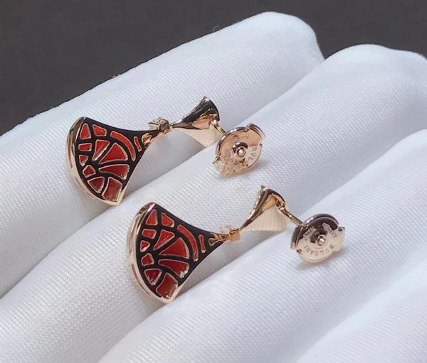Bông tai BVLGARI Diva's Dream Carnelian Kim cương vàng hồng 18K