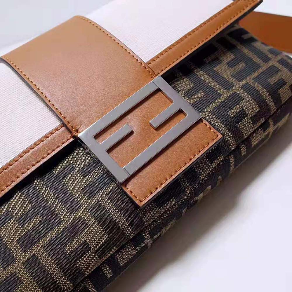 TÚI Fendi Women Baguette Brown Fabric Bag-Black