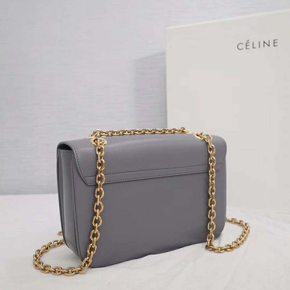 TÚI Celine Women Medium C Bag in Shiny Calfskin Leather-Grey