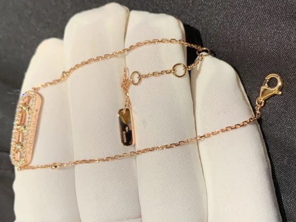 Vòng tay Messika Baby Move Diamond Pavé vàng hồng 18K