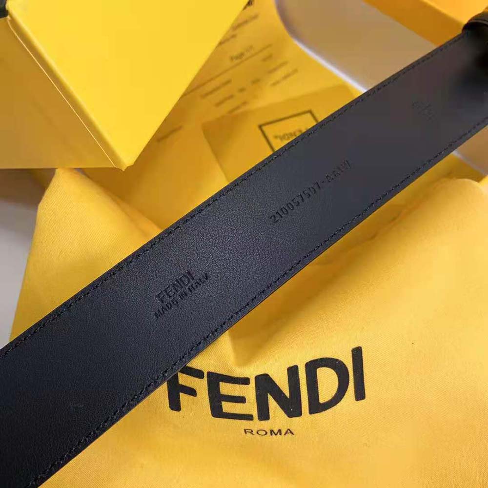 DÂY LƯNG Fendi Belt with Loop and FF Stud Buckle-Black