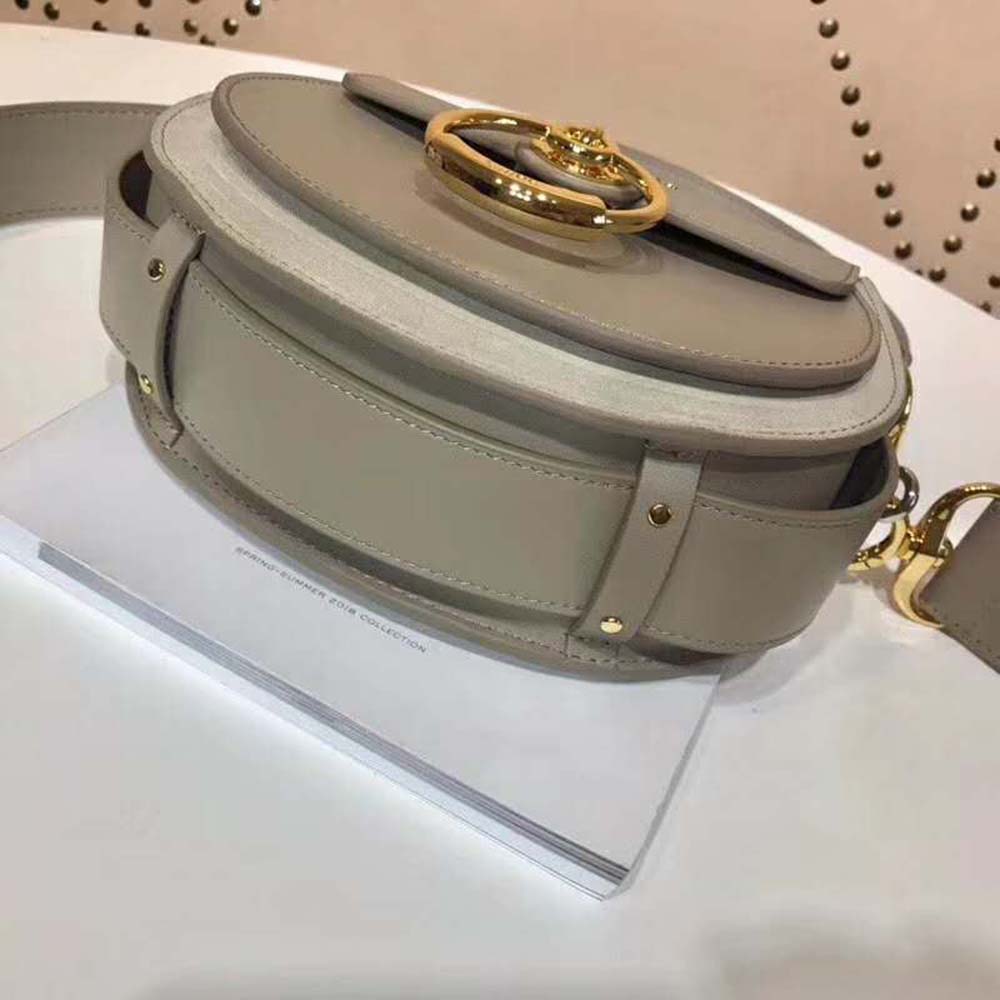 TÚI Chloe Tess Bag in Shiny & Suede Calfskin-Brown