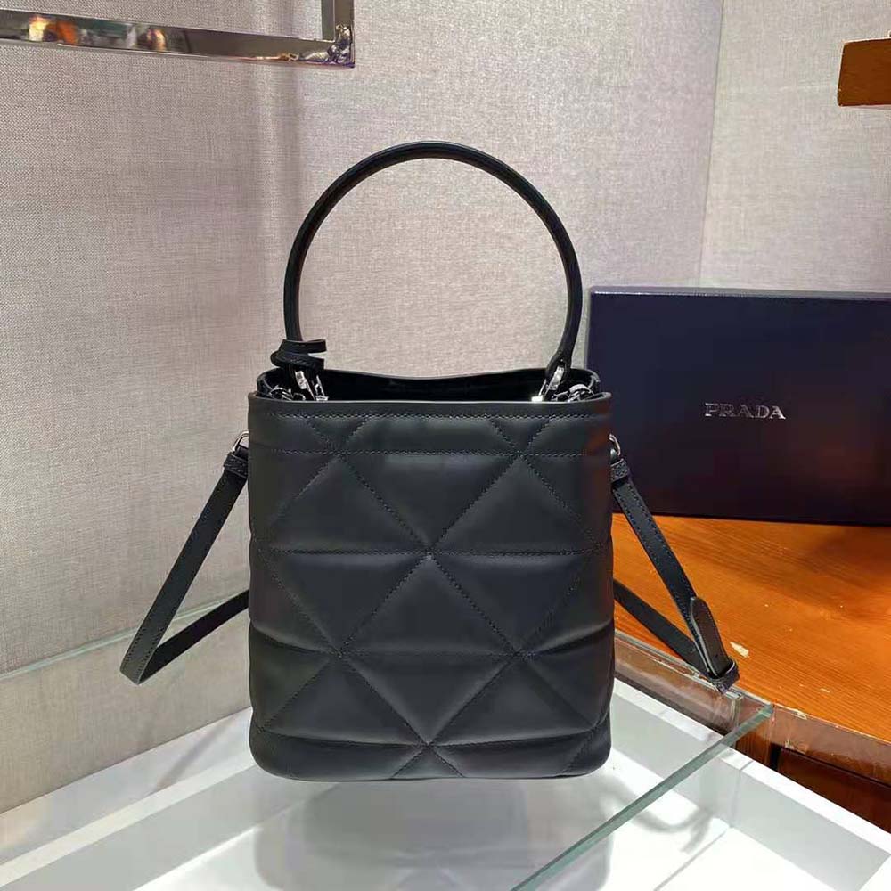 TÚI Prada Bucket Design Spectrum Leather Bag-Black