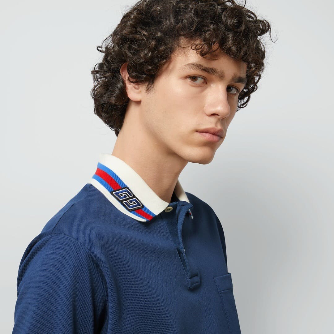 ÁO GUCCI GG POLO SHIRT MÀU XANH ĐẬM UNISEX