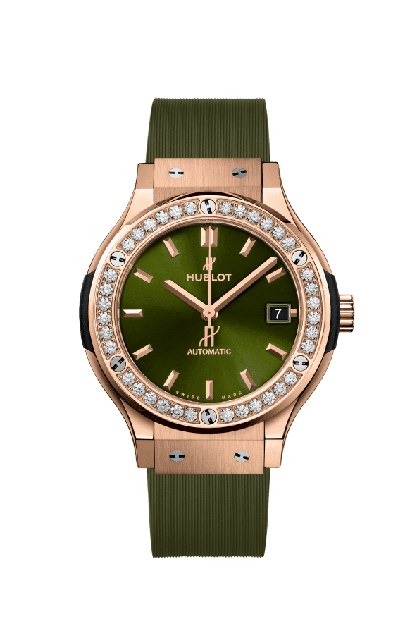 ĐỒNG HỒ HUBLOT CLASSIC FUSION RACING GREEN KING GOLD DIAMONDS 38MM