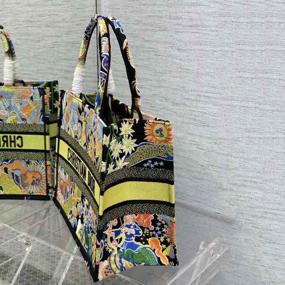 TÚI Dior Women Medium Dior Book Tote Black Multicolor Dior Zodiac Fantastico Embroidery