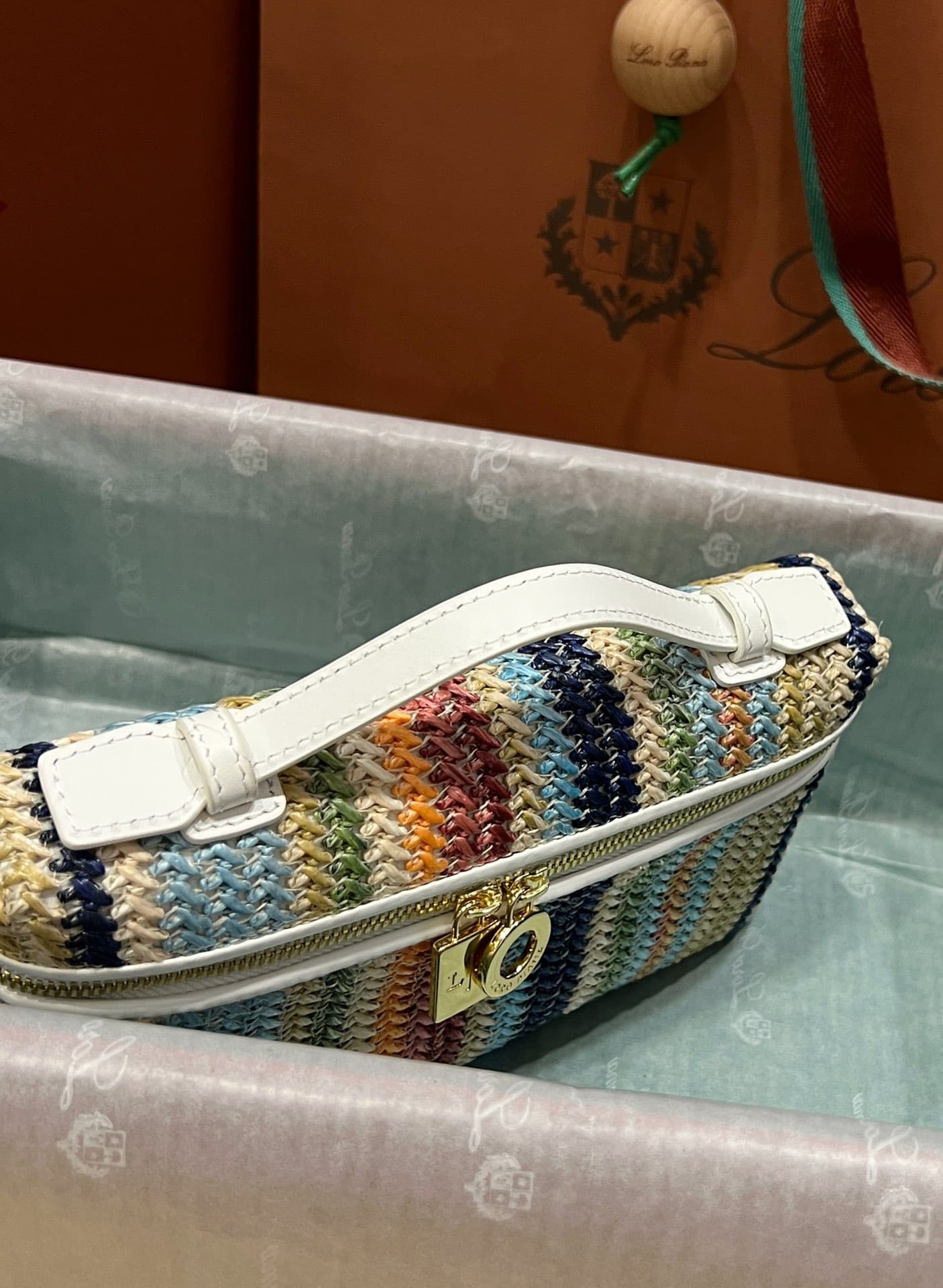 TÚI Loro Piana Women Extra bằng da bê kết hợp vải lanh