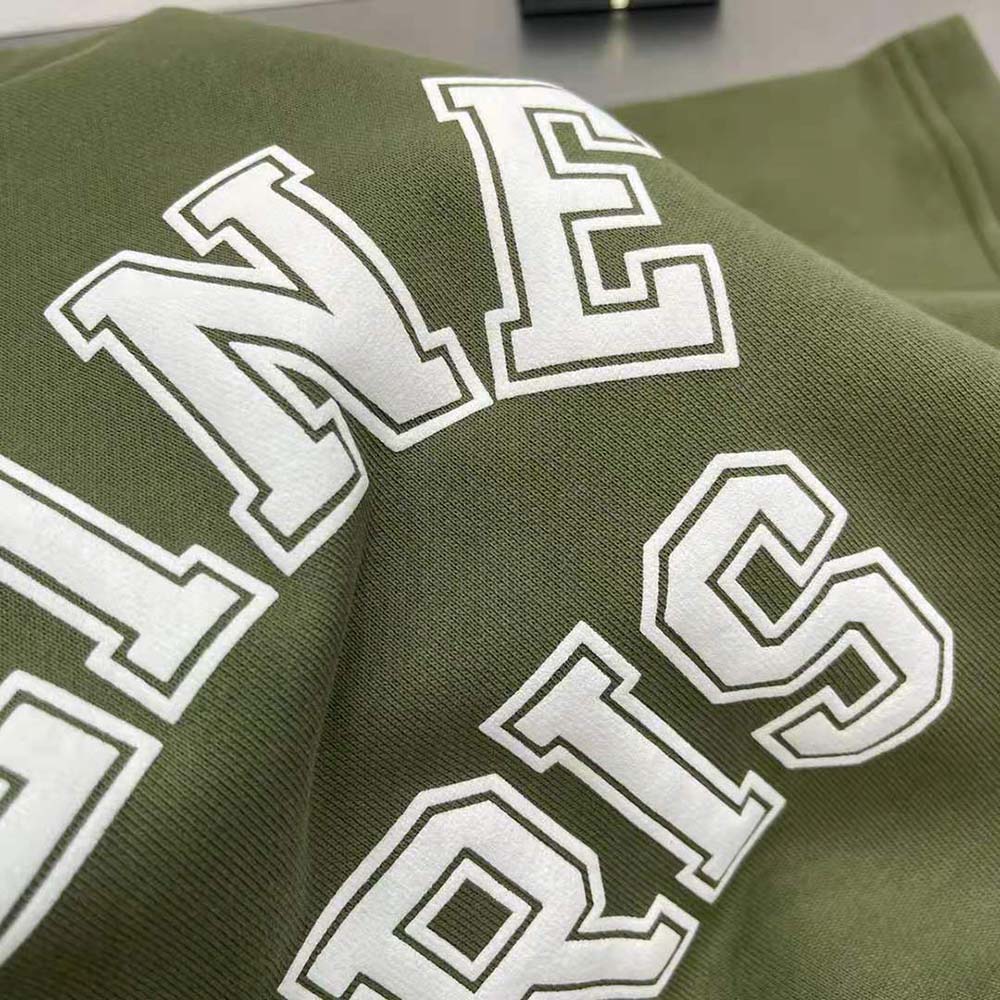 ÁO Celine Women Cropped Celine T-shirt in Cotton Fleece-Green