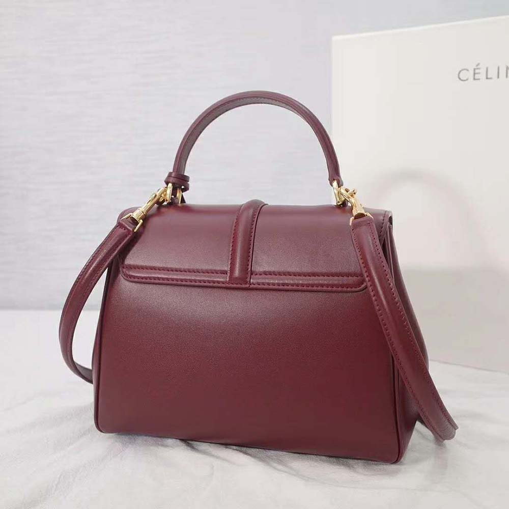 TÚI Celine Women Small 16 Bag in Satinated Calfskin-Maroon