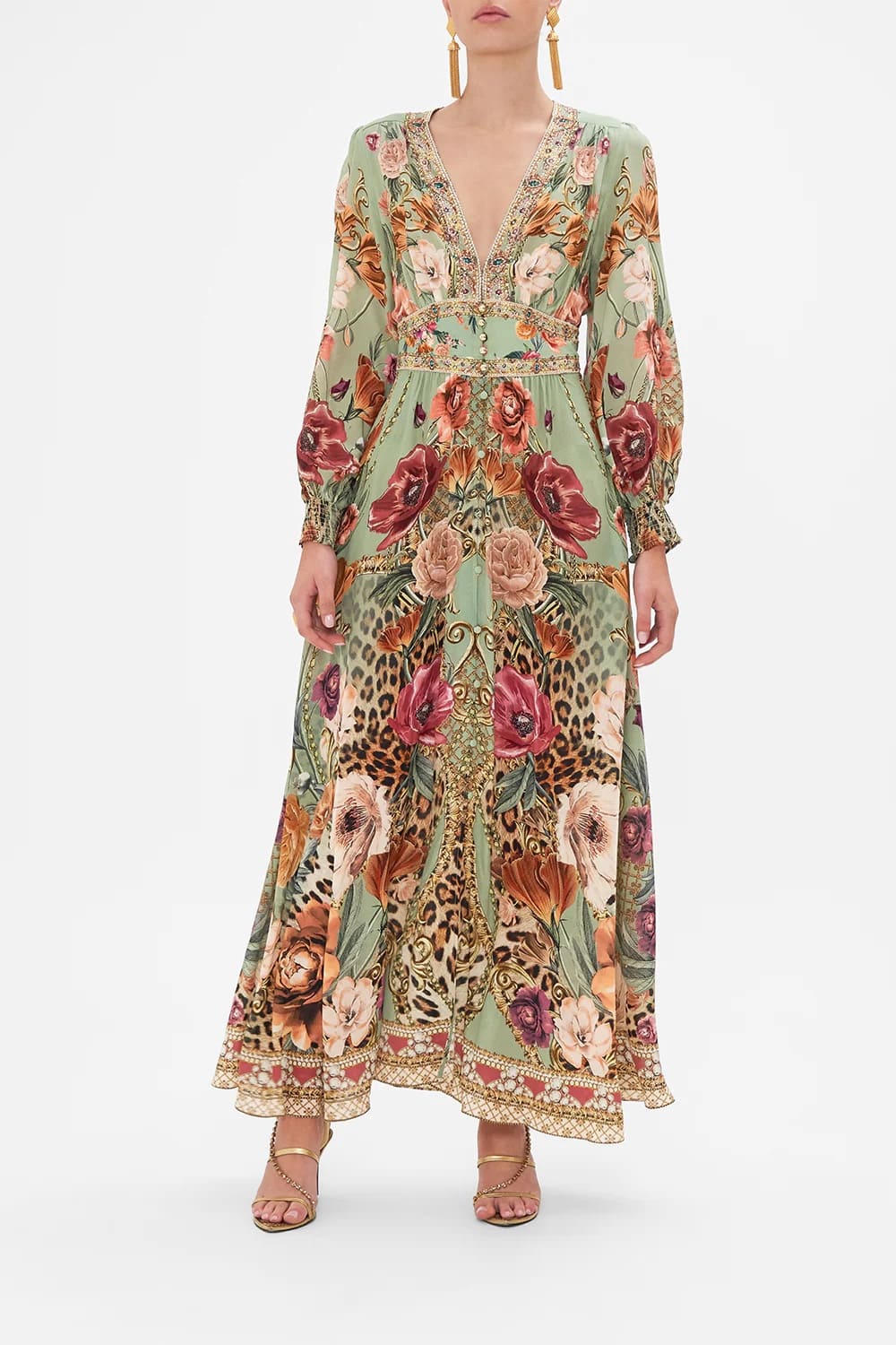 VÁY CAMILLA Flower and Leopard Print Vintage Dress High Classy