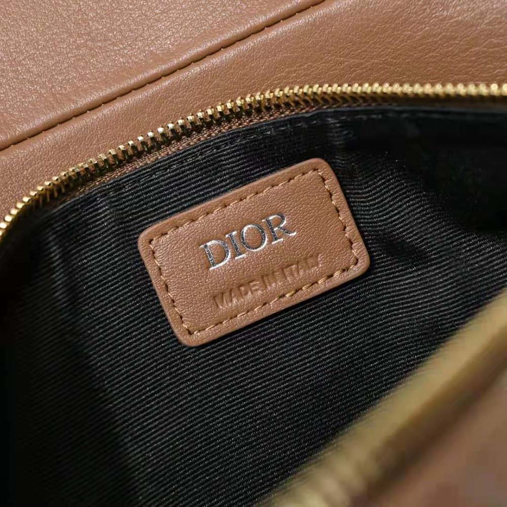 TÚI Dior Saddle Bag Coffee CD Diamond Canvas and Smooth Calfskin