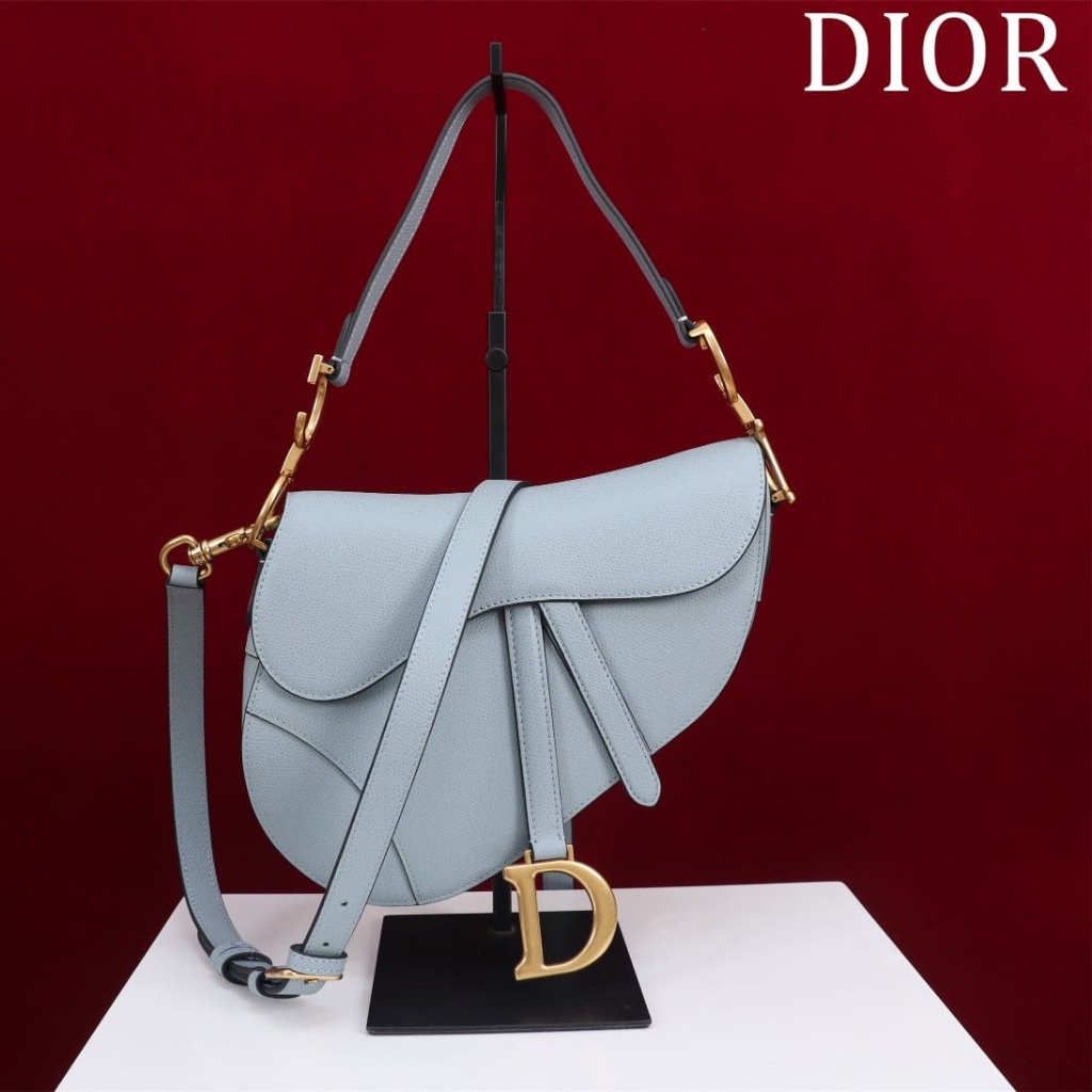TÚI Dior Women Saddle bag in Calfskin-Blue Top Quality