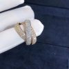 Nhẫn Cartier Gold Full Pave Diamond Trinity 3 Band 18K