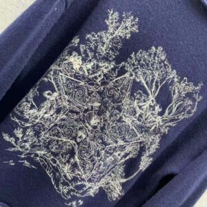 ÁO Dior Women Embroidered Sweater Navy Blue Cashmere Knit