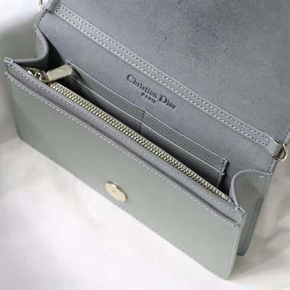 TÚI Dior Women 30 Montaigne Pouch Stone Grained Calfskin-Silver