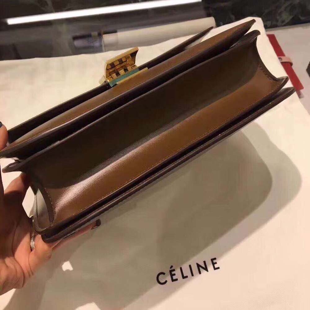 TÚI Celine Women Small Classic Bag in Box Calfskin Leather-Brown