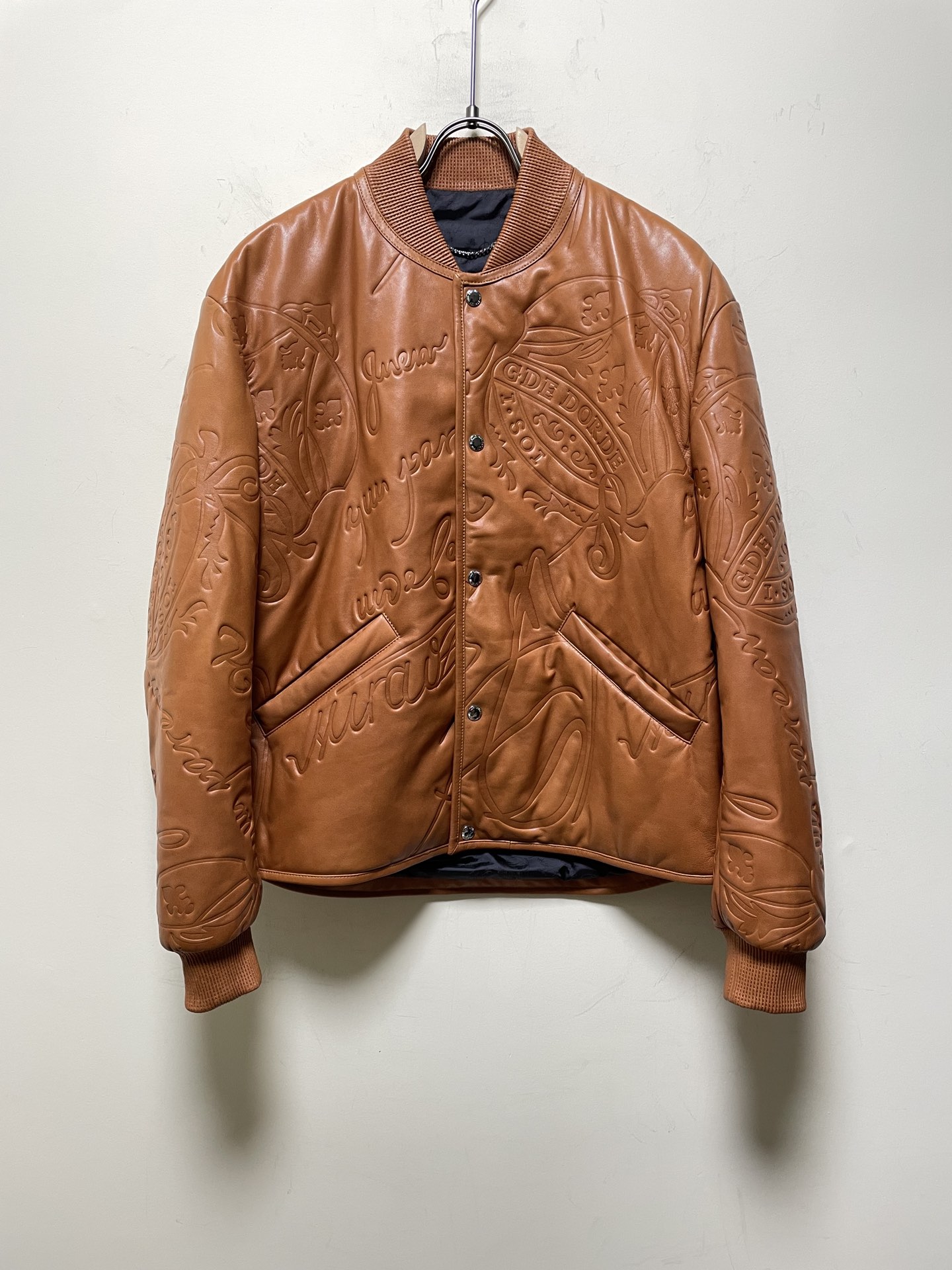 ÁO BERLUTI LEATHER JACKET AMBER