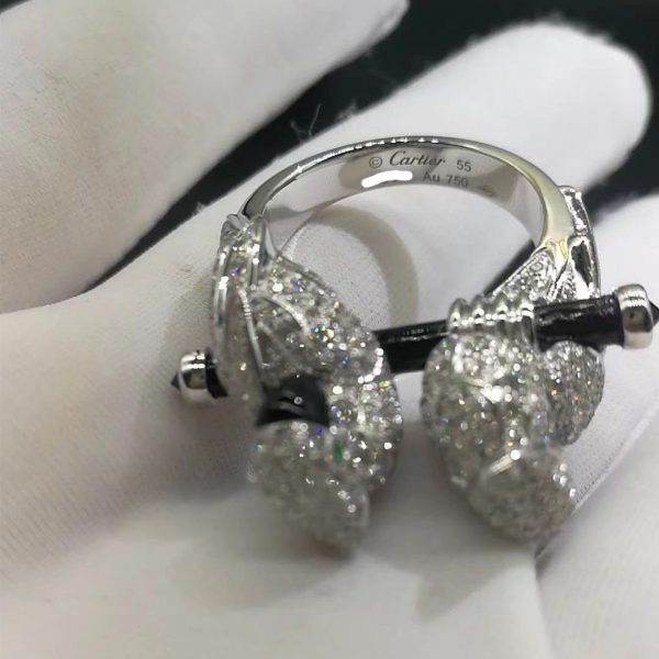 Nhẫn Cartier Les Oiseau Liberes Parrot Love Bird Kim Cương Con Vẹt vàng trắng 18K