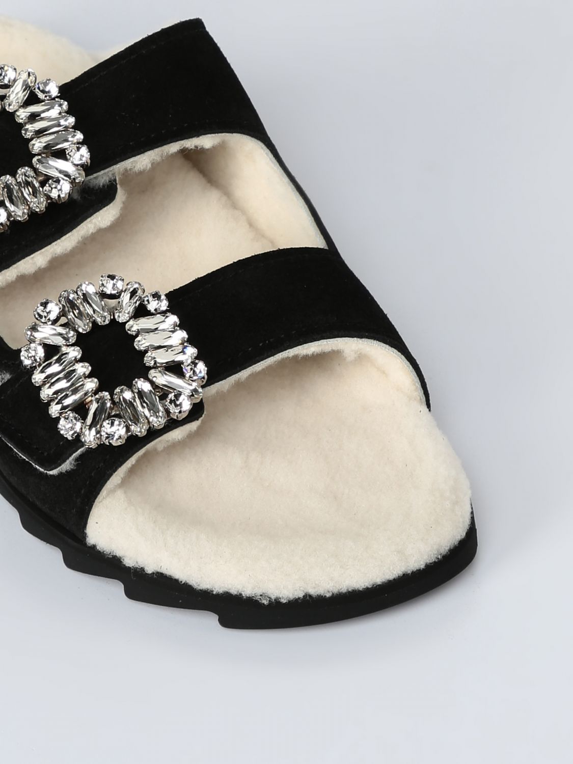 GIÀY ROGER VIVIER Black flat sandals shoes
