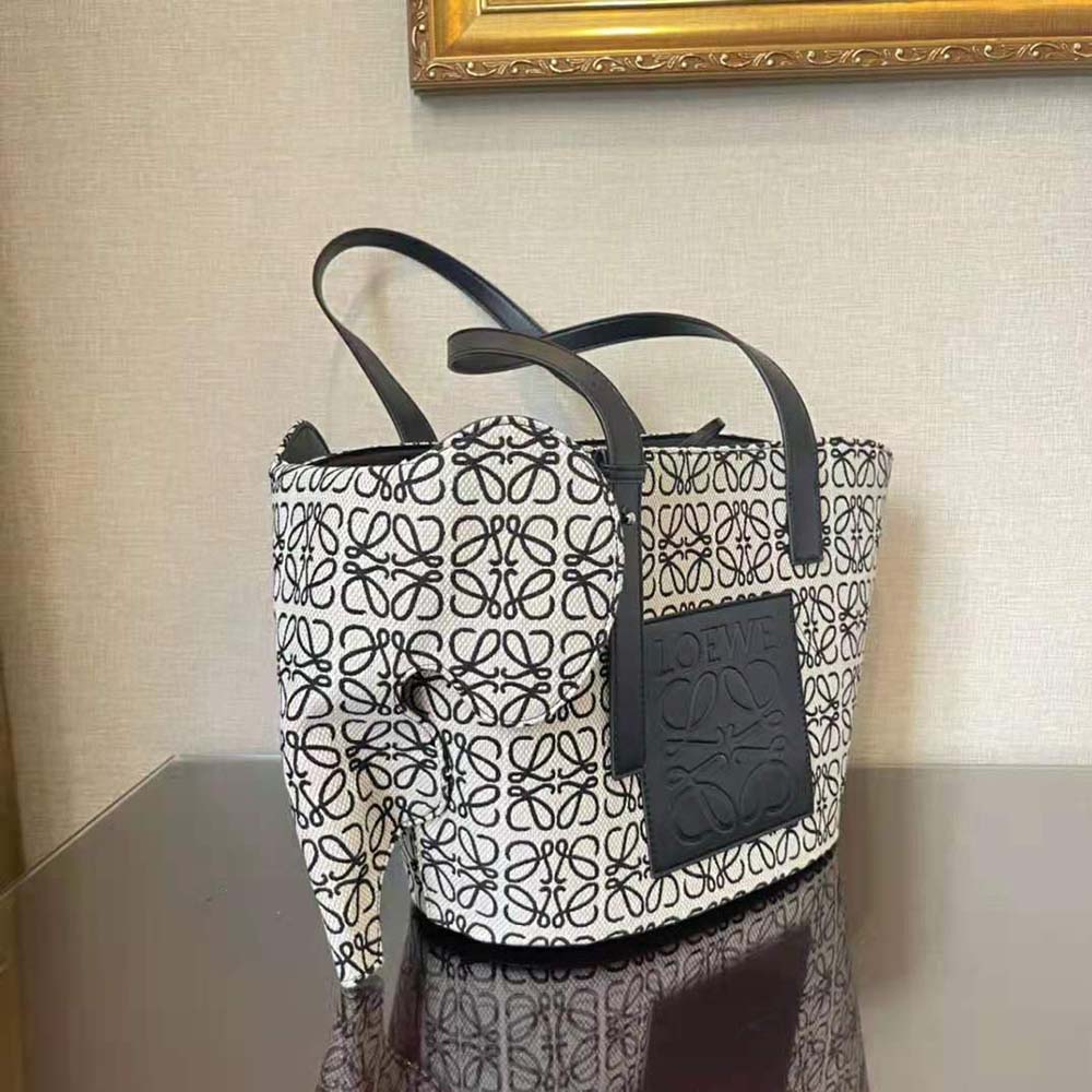 TÚI Loewe Elephant Basket Bag in Anagram Jacquard and Calfskin