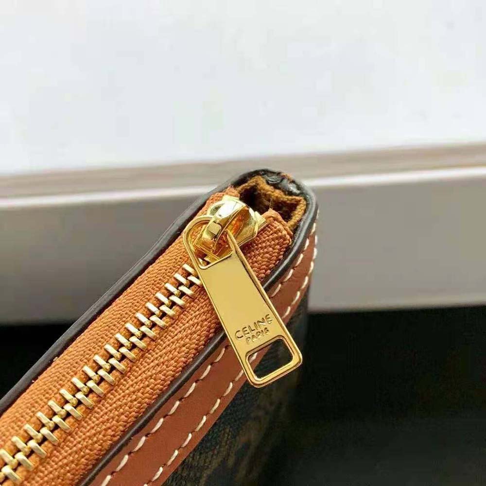 TÚI Celine Small Pouch in Triomphe Canvas and Lambskin
