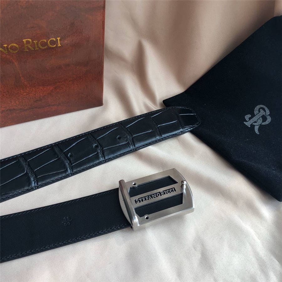 DÂY LƯNG STEFANO RICCI CROCODILE LEATHER DA CÁ SẤU Belt Khóa bạc