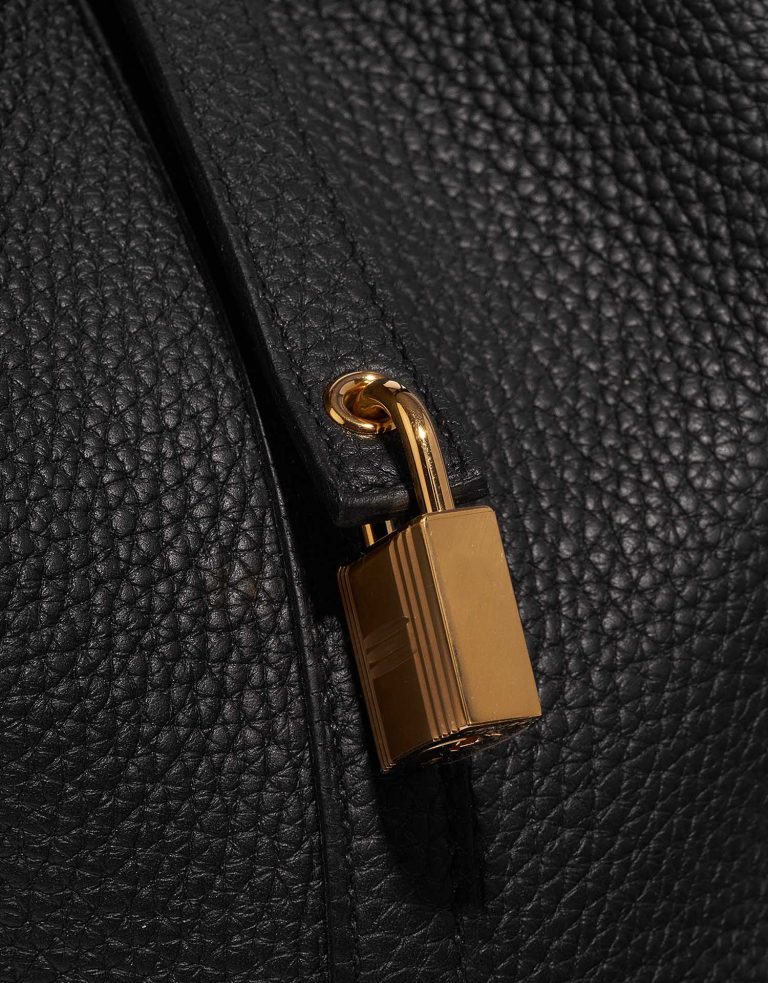 TÚI Hermès Picotin Touch 22 Clemence Matte Alligator Black Gold Buckle khóa vàng quai xách da cá sấu