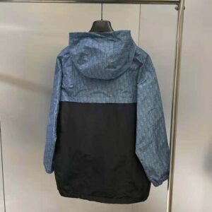 ÁO Dior Women Oblique Hooded Anorak Navy Blue and Blue Technical Cotton Jersey
