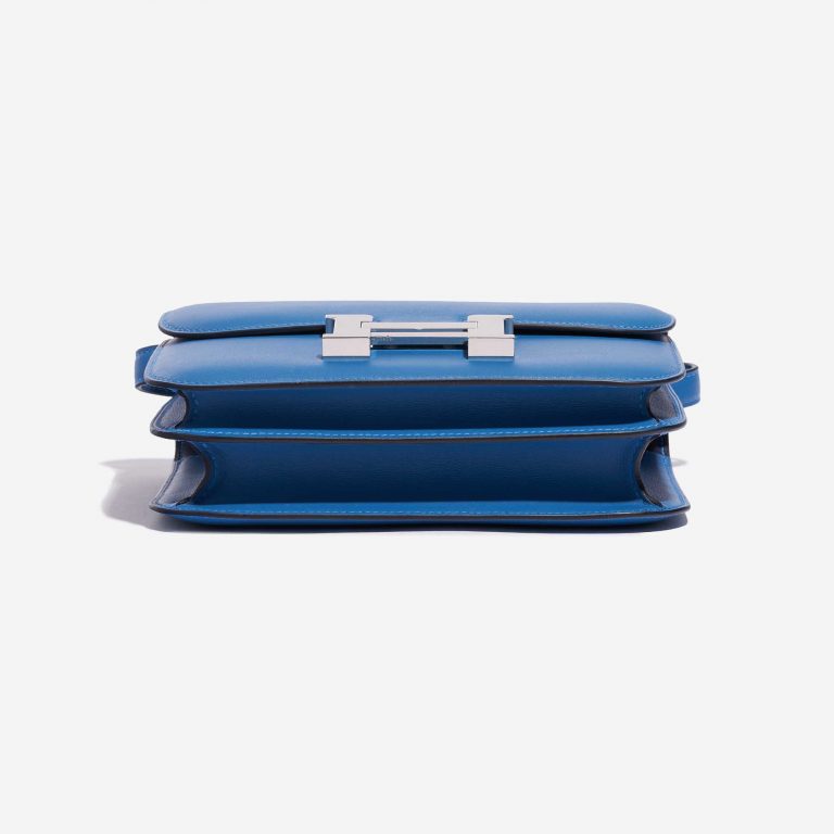 TÚI Hermès Constance 18 Swift Blue Mykonos Blue Encre Silver Buckle khóa trắng