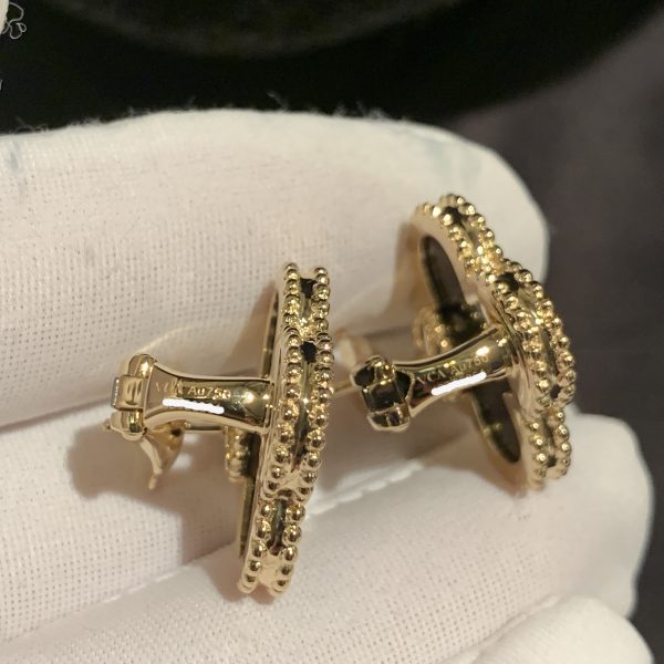 Bông tai Van Cleef & Arpels Magic Alhambra Black Onyx vàng vàng 18K