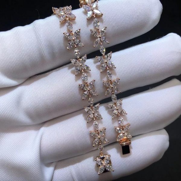 Vòng tay Tiffany & Co Victoria Cluster Marquise Diamonds Vàng hồng 18K