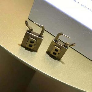 BÔNG TAI Balenciaga Women Lock Small Earrings in Aged-Gold Brass