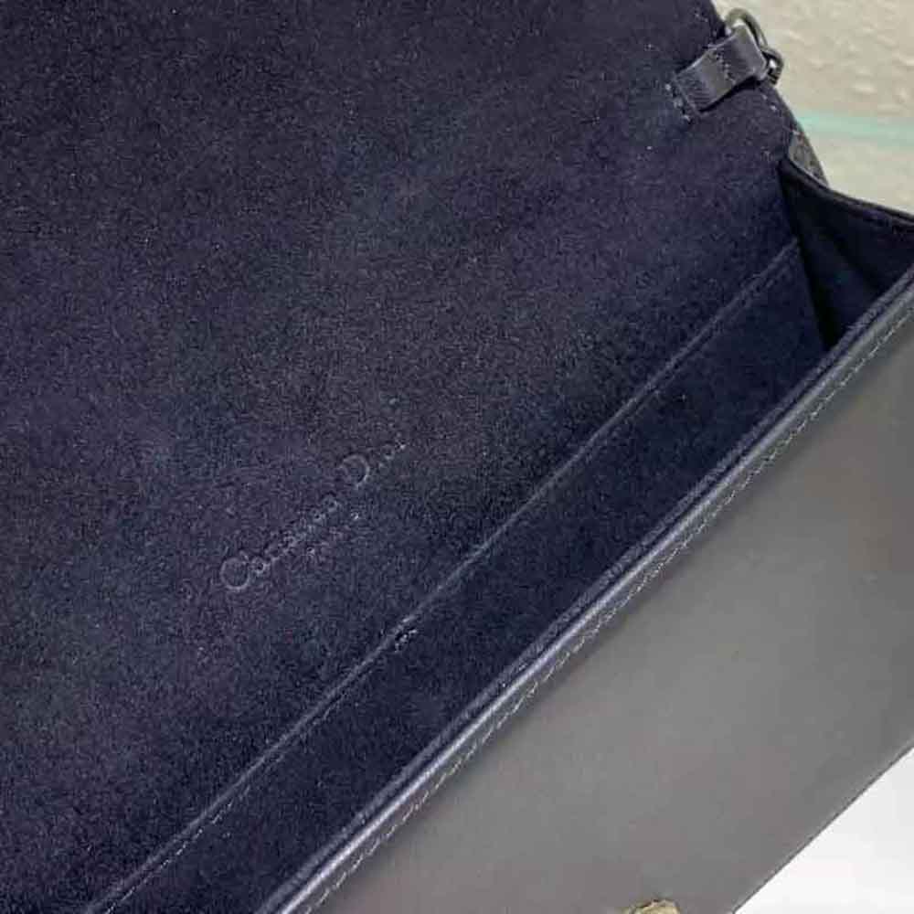 TÚI Dior Women Lady Dior Pouch Black Cannage Calfskin with Diamond Motif