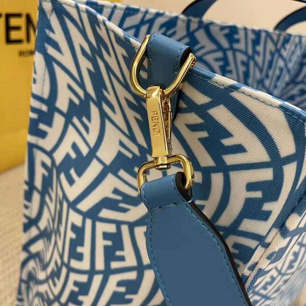 TÚI Fendi Women Shopper Blue Glazed Canvas Bag