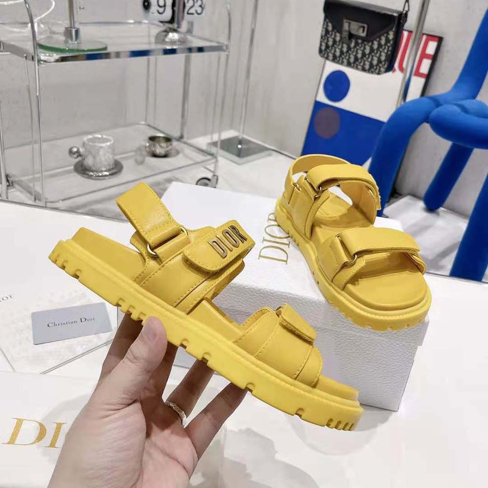 DÉP SANDAL DIOR Dioract Sandal Mustard Yellow Lambskin