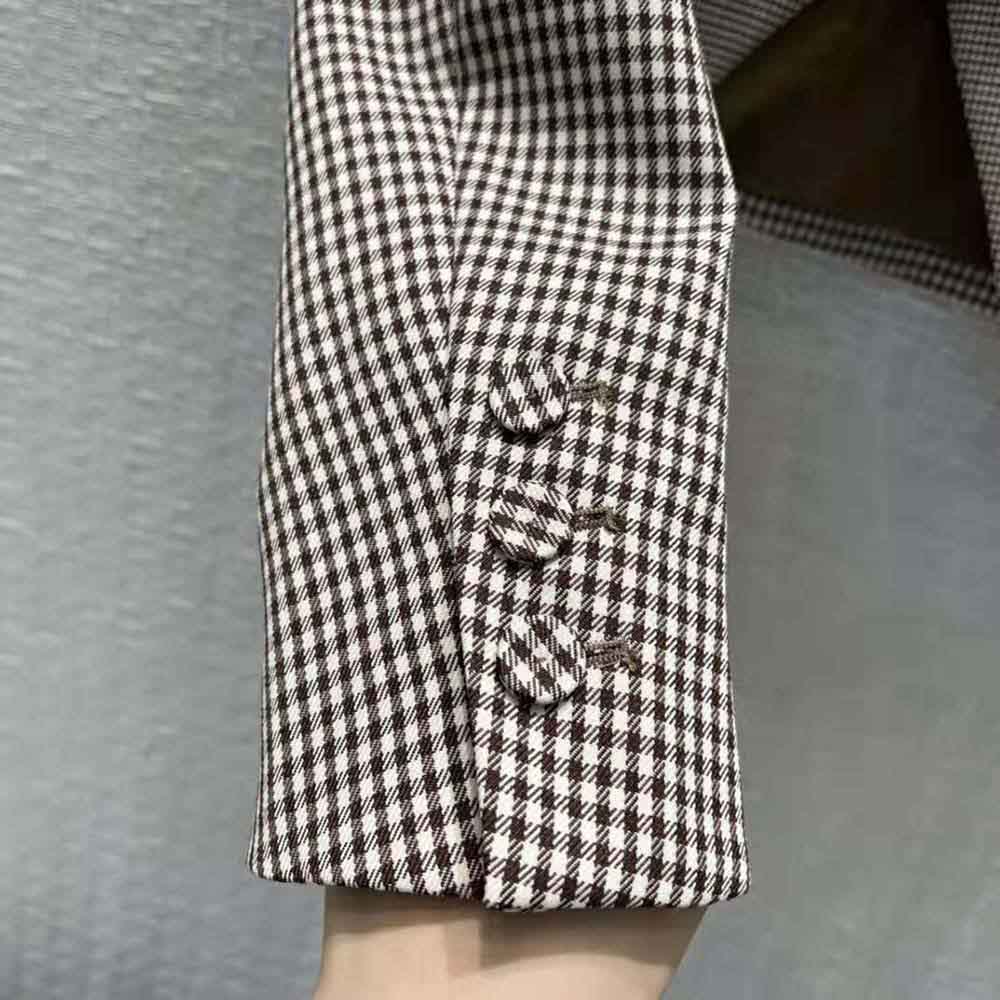 ÁO Fendi Women Beige Houndstooth Wool Jacket