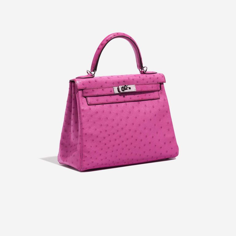 TÚI Hermès Kelly 28 Ostrich Fuchsia Silver Buckle khóa trắng da đà điểu