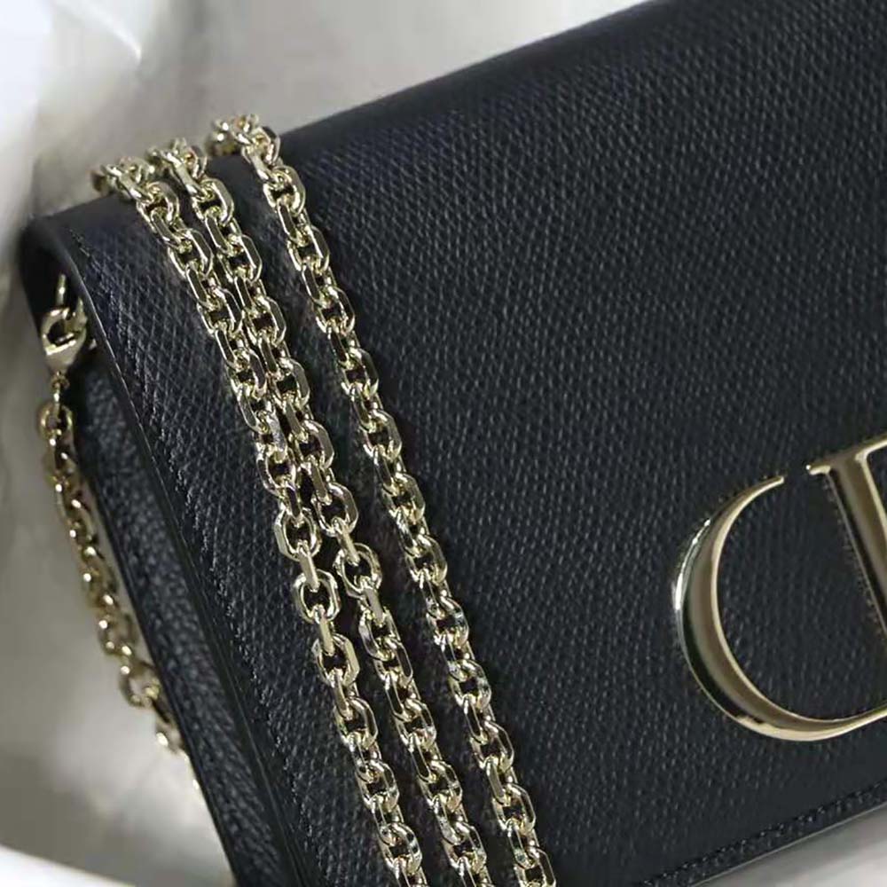 TÚI Dior Women 30 Montaigne Pouch Stone Grained Calfskin-Black