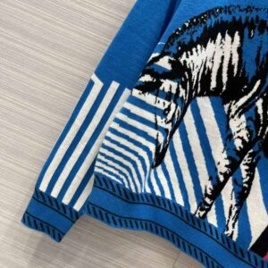 ÁO Dior Women Sweater Bright Blue and Pink D-Jungle Cashmere